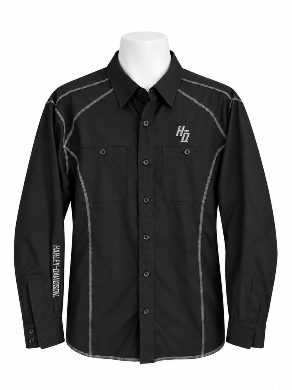 Size L Harley-Davidson Men’s Black Performance Long Sleeve Button-Up Shirt